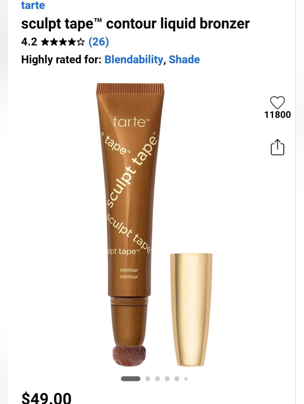 Brand New Tarte Sculpt Tape™ Contour Liquid Bronzer (Cool Bronze)